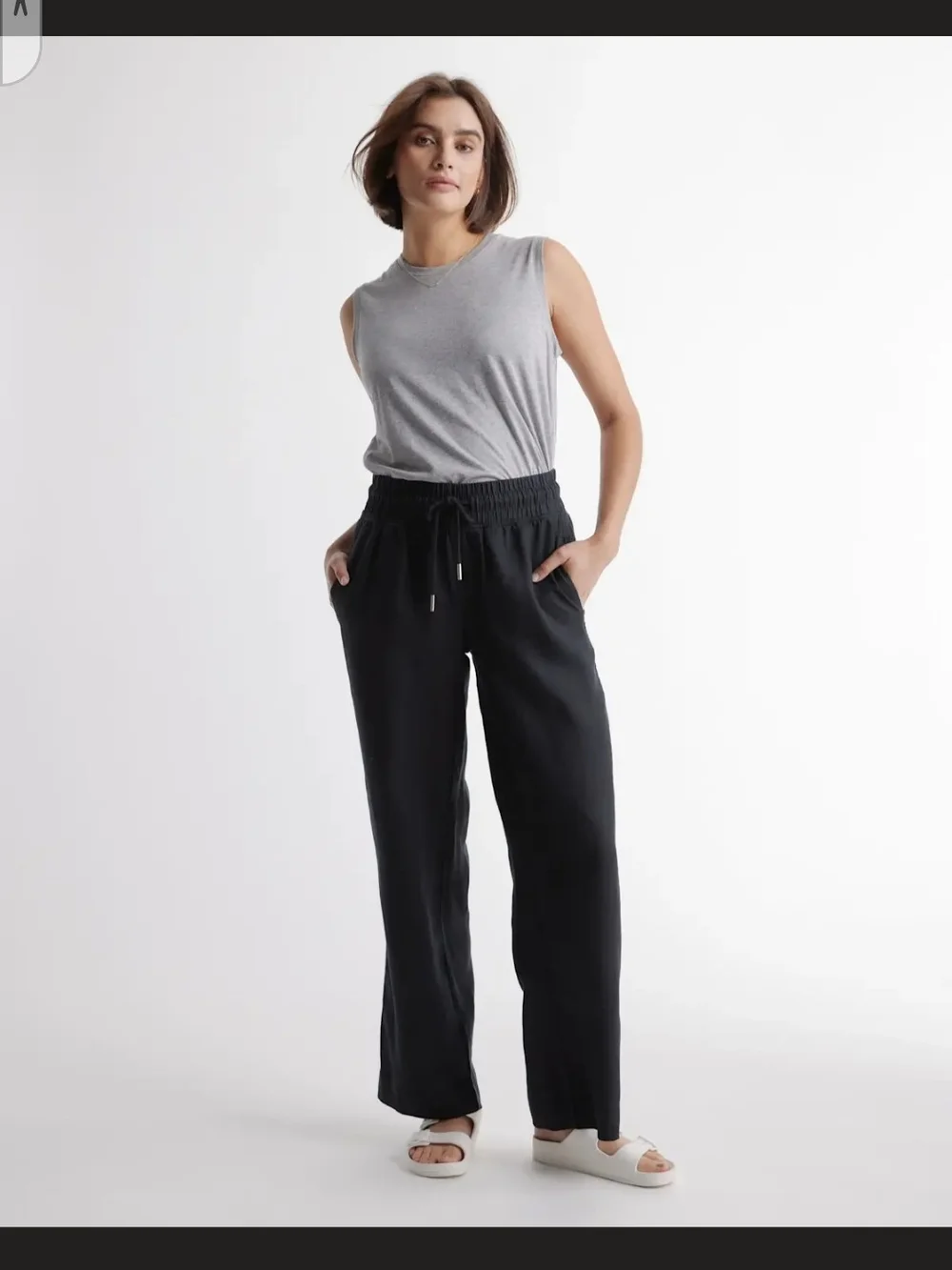 Quince NWT Black European Linen Wide-Leg Drawstring Pants